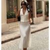 Plisse Skirt & Vest Suit