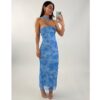 Riana Baby Blue Mesh Elastic Dress