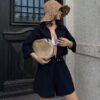 Melina Viscose Black Shirt & Shorts Set