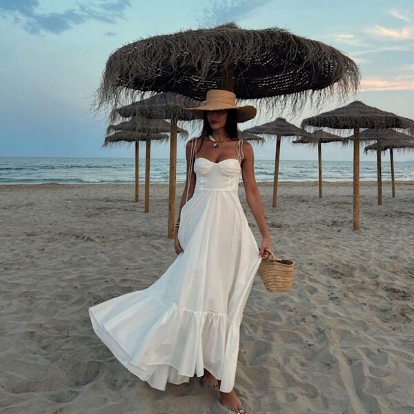 Zoe White Cotton Dress - Image 2