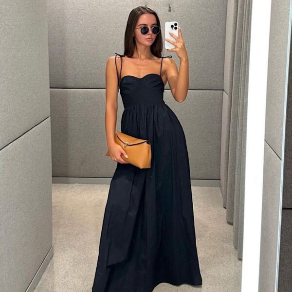 Zoe Black Cotton Dress - Image 2