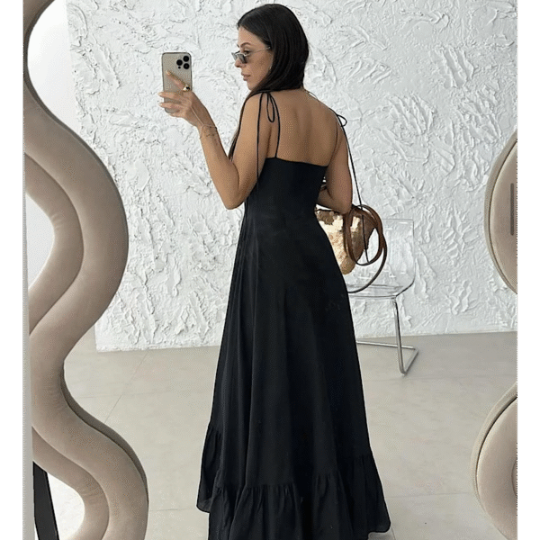 Zoe Black Cotton Dress - Image 3