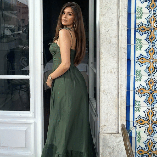 Zoe Khaki  Cotton Dress - Image 2