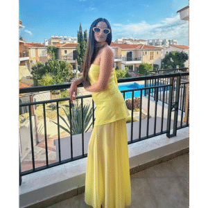 Victoria Lemon Tulle Chocker Dress