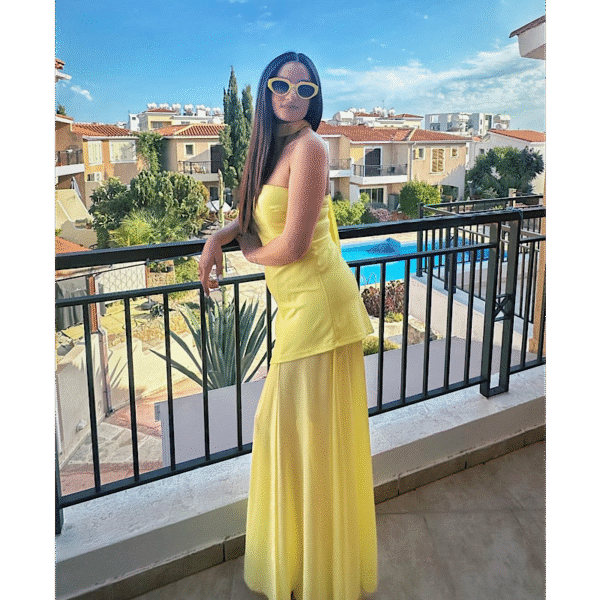 Victoria Lemon Tulle Chocker Dress