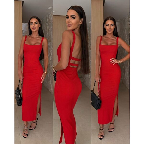 Christin Elastic Red Dress - Image 2