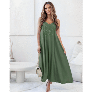 Veronica Loose Khaki Viscose Dress