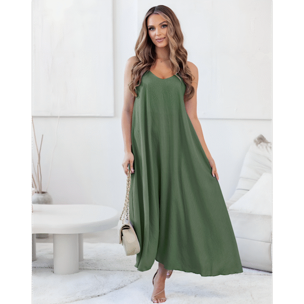 Veronica Loose Khaki Viscose Dress