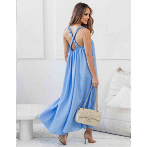 Veronica Loose Baby Blue Viscose Dress