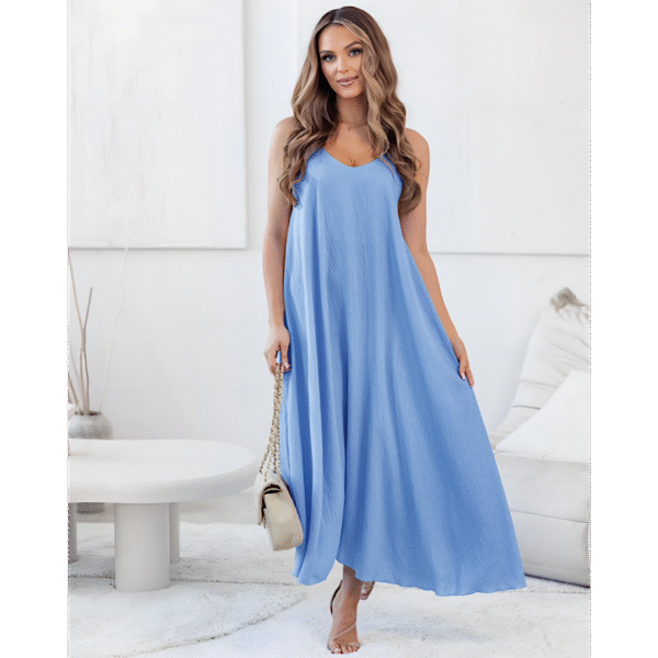 Veronica Loose Baby Blue Viscose Dress - Image 2