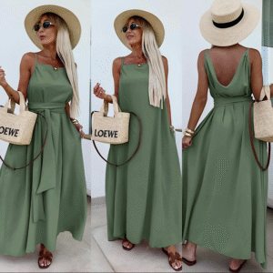 Eliza Loose Khaki Viscose Dress