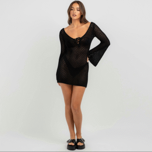 Heliana Crochet Black Beachwear Dress