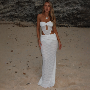 Kelly White Crochet Maxi Beachwear Dress