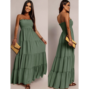 Khaki Strapless Dress