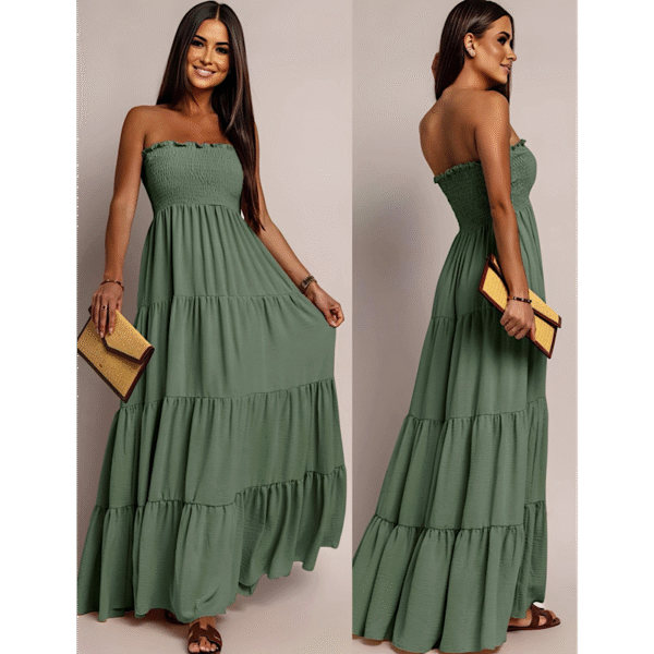 Khaki Strapless Dress