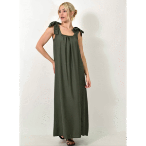 Rita Khaki Viscose Loose Dress