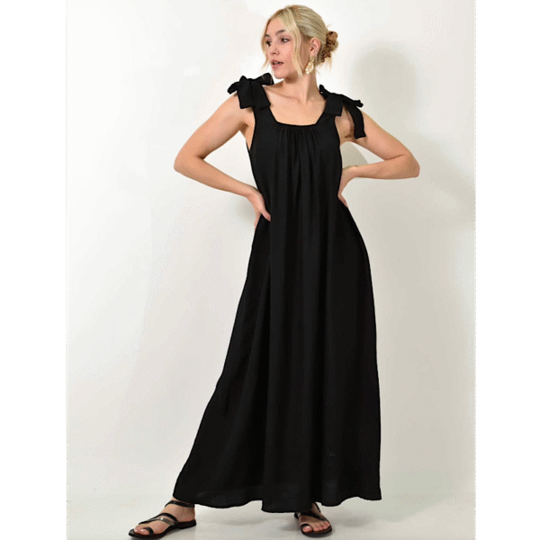 Rita Black Viscose Loose Dress