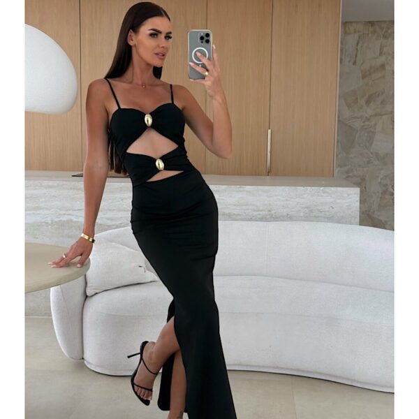 Black Cut Out Elastic Dress
