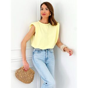 Yellow Padded Shoulder Sleeveless Tee
