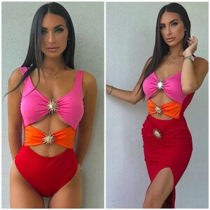 Heliana Cut Out Monokini & Skirt Set