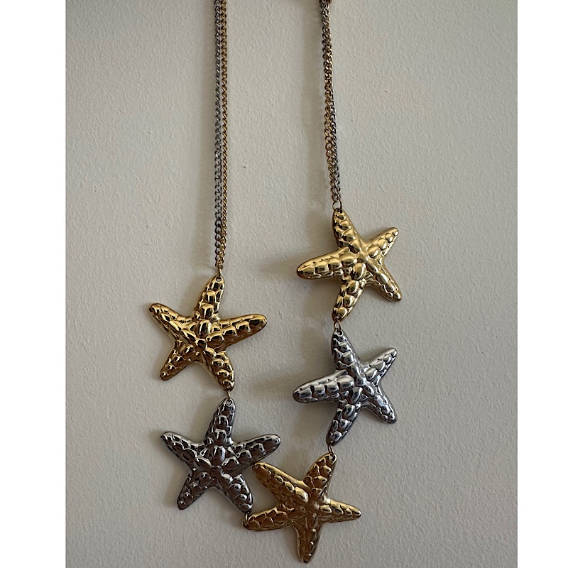 Gold n Silver Starfish Necklace - Image 2