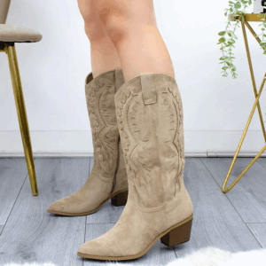 Suede Beige CowBoy Boots