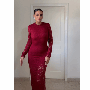 Cherry Lace Open Back Dress