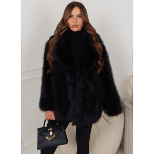 Gaby Black Faux Fur Coat