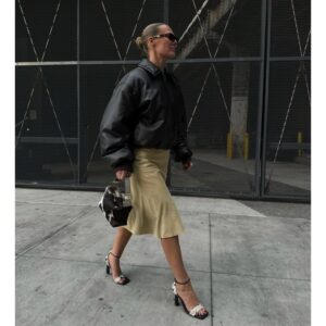 Oversized Faux Leather Bomber Jacket