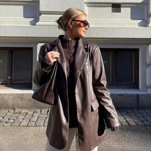 Eco Leather Chocolate Blazer