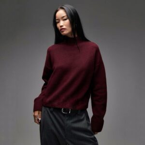 Lia High Neck Burgundy Jumper