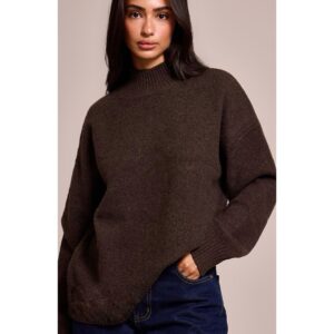 Lia High Neck Brown Jumper