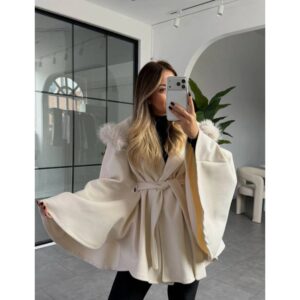 Beige Oversized Elegant Cape