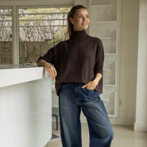 Brown Mock Neck Sweater