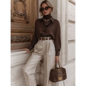 Brown Satin Shirt