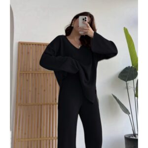 Black Spring Knit Oversized Set