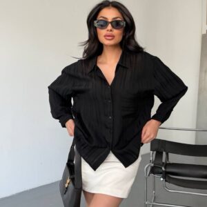 Black Oversized Viscose Shirt