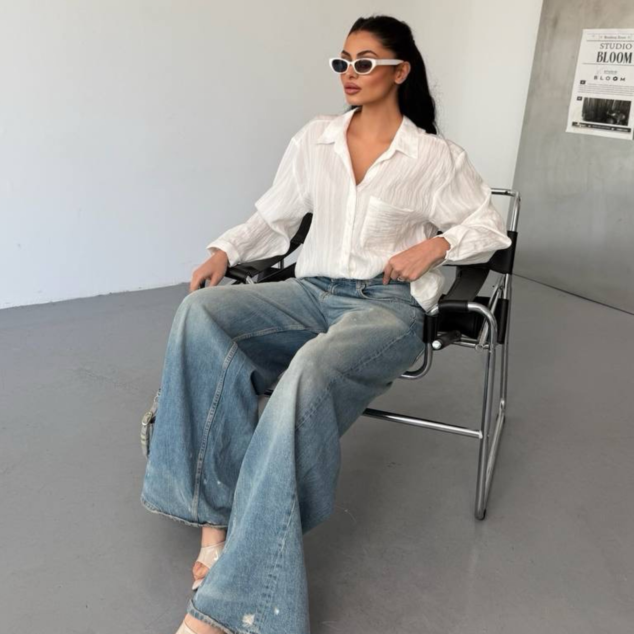 White Oversized Viscose Shirt