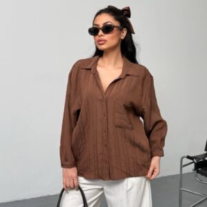 Chocolate Oversized Viscose Shirt