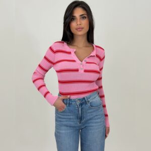 Pink-Red Elastic Blouse