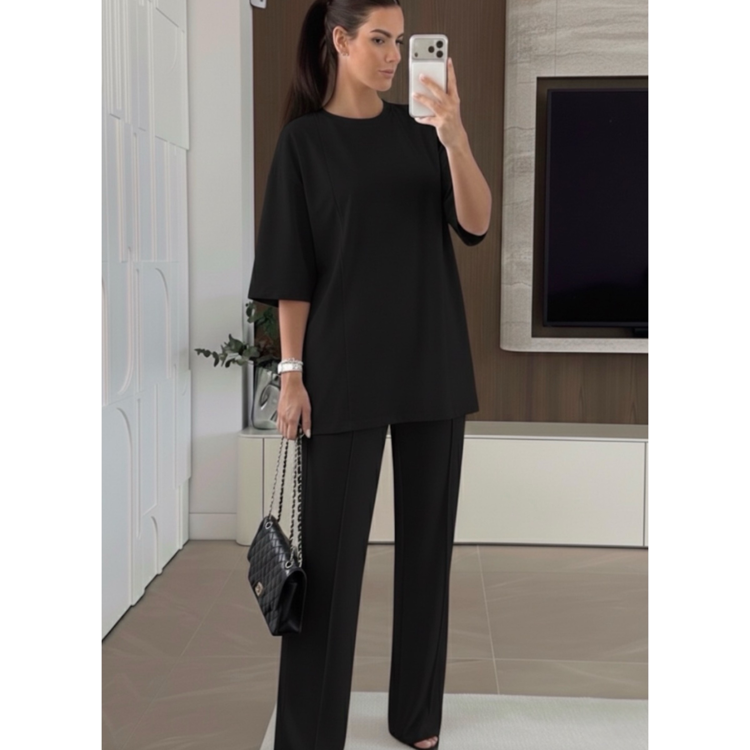 Black Oversized Viscose Set - Image 2