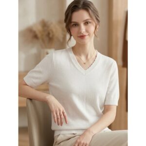 Erica White V Neck Knit Blouse