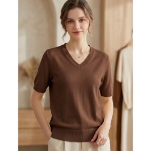 Erica Brown V Neck Knit Blouse