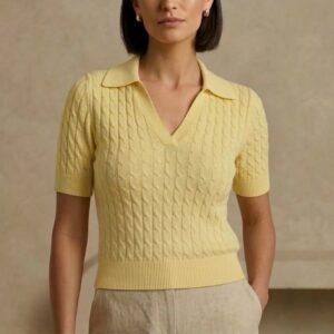 Zoe Yellow Knit Collared Blouse