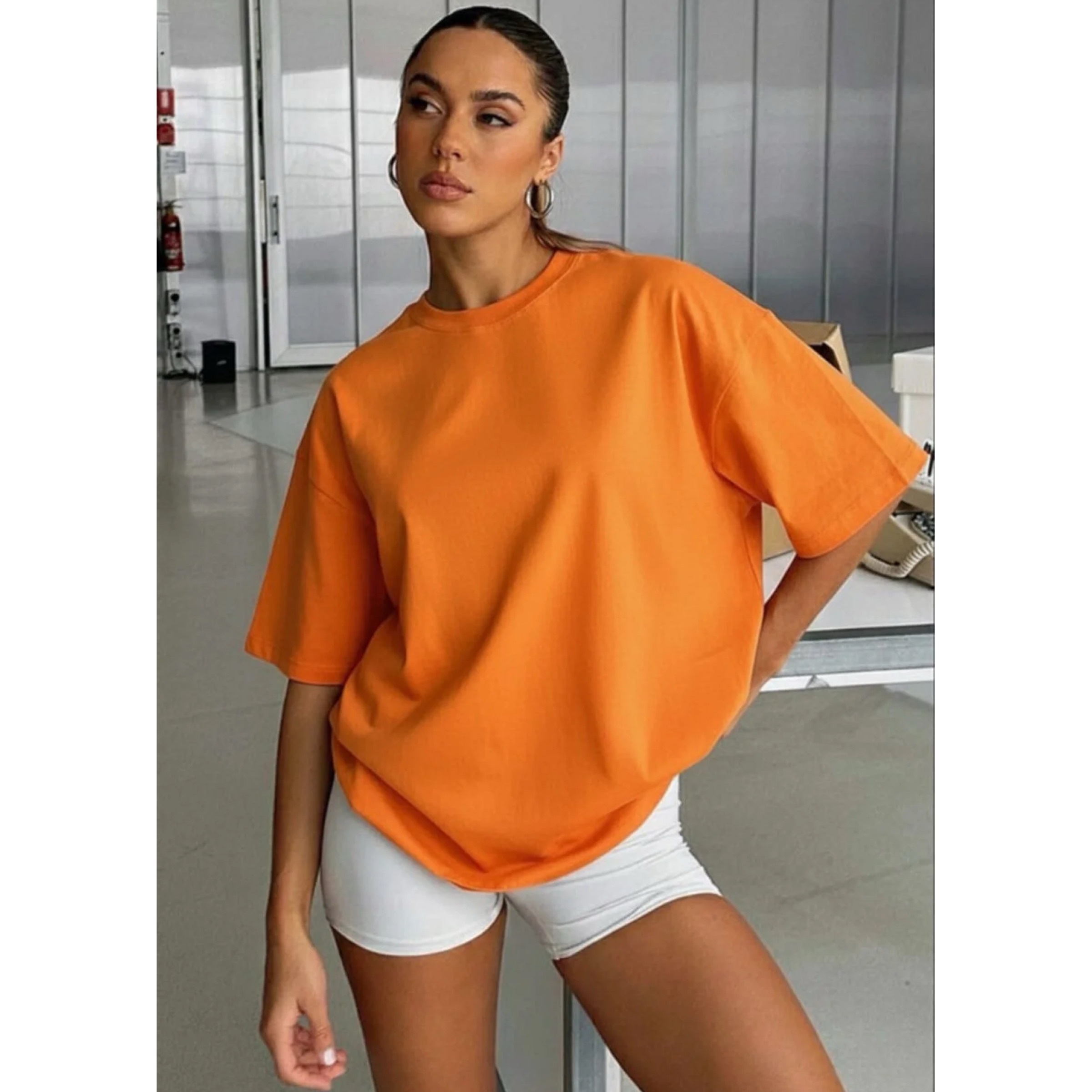 Orange Oversized Cotton T-shirt