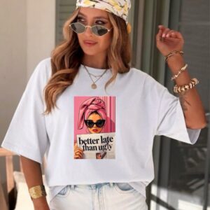White «better late than ugly» Cotton Oversized T-shirt
