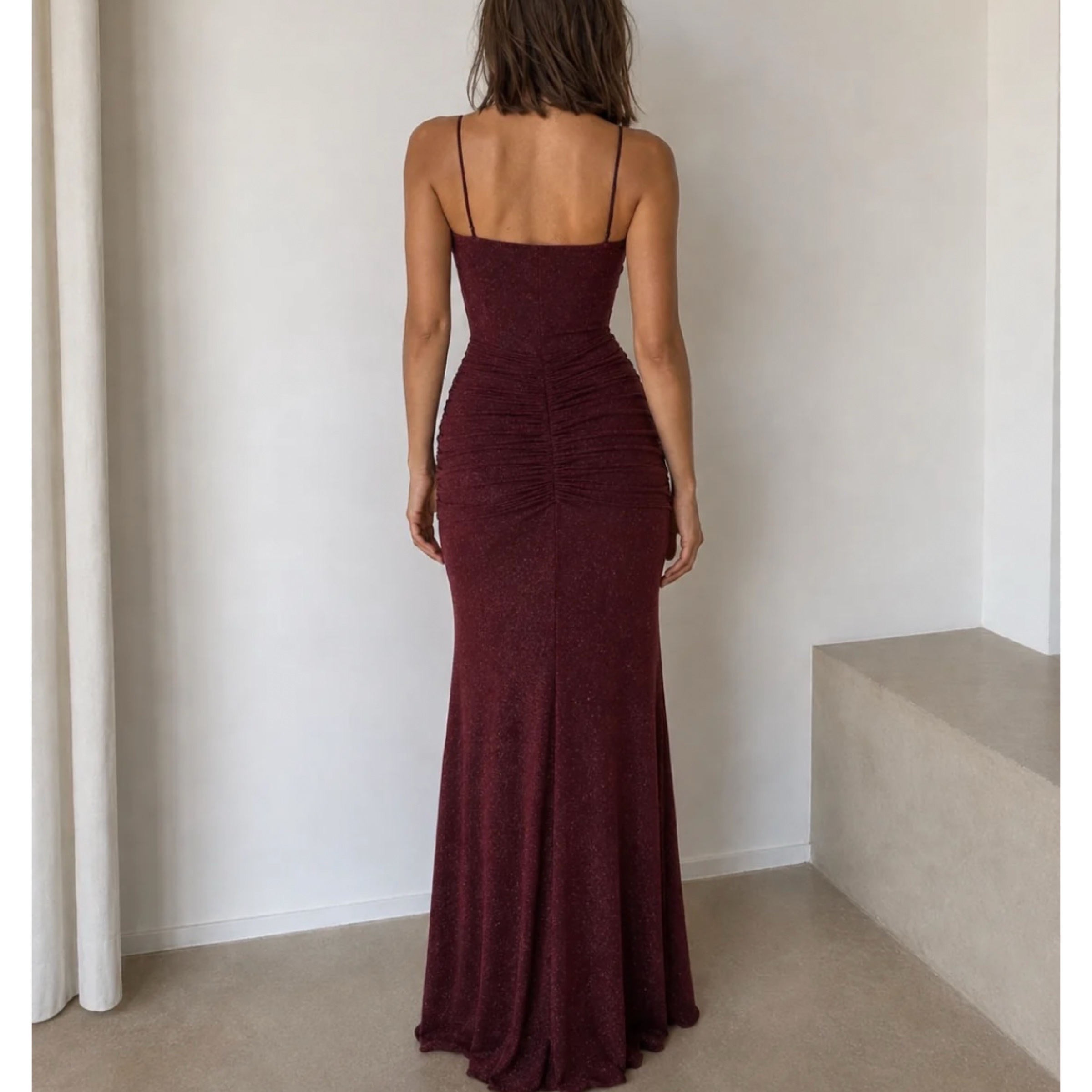 Burgundy Corset Style Dress - Image 2